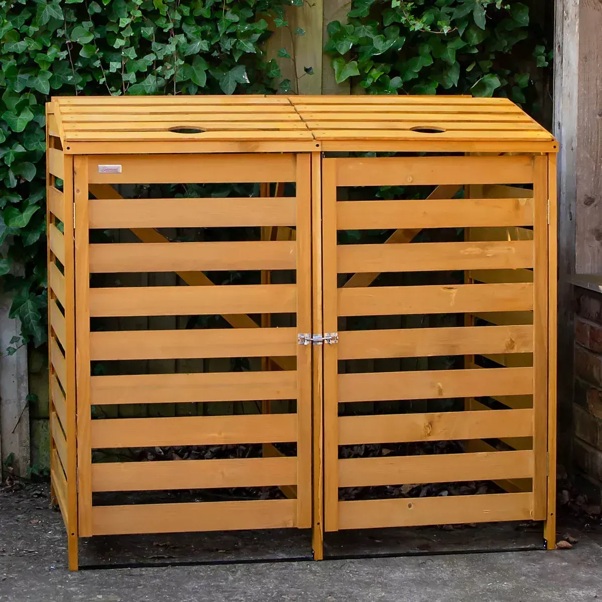 1.33m x 1.25m Large Wooden Double Wheelie Bin Store for 2 Bins
