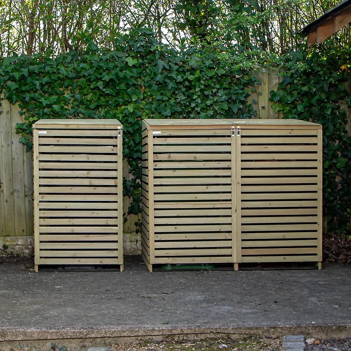 2.02m x 1.22m Large Wooden Triple Wheelie Bin Store for 3 Bins