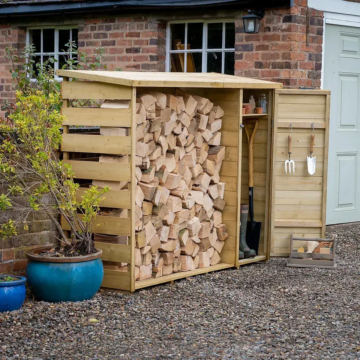 Forest Garden Tool Store Wooden 6x2 ft Pent Log Store