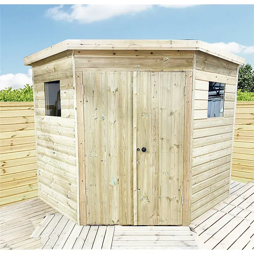 Marlborough 6 x 6 Wooden Corner Pressure Treated Garden Shed / Workshop