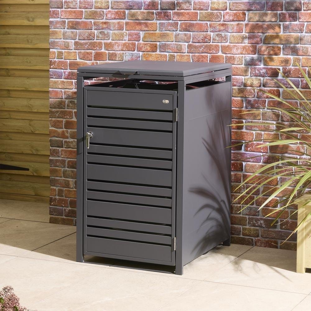 Rowlinson 2'3"x2'8" Chelsea Single Bin Galvanised Steel Bin Store - Anthracite